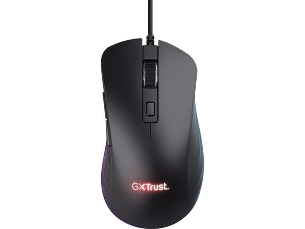 Trust GXT924 YBAR+, Oikeakätinen, Optinen, USB A-tyyppi, 25600 DPI, Musta