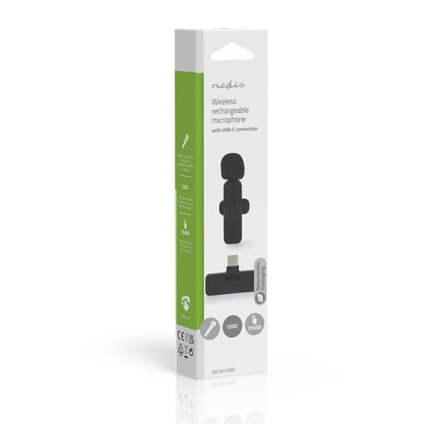 Nedis Mikrofoni | Käyttötarkoitus: Älypuhelin / Kannettava / Tabletti | Langaton / USB Type-C™ | USB-C™ Naaras | On/off-kytkin