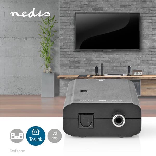 Nedis Digital Audio Converter | 1-vejs | Tilslutninger indgang: 2x RCA Hun | Tilslutninger udgang: 1x S/PDIF (RCA) Hun / 1x TosLink Hunstik | ARC | Ma