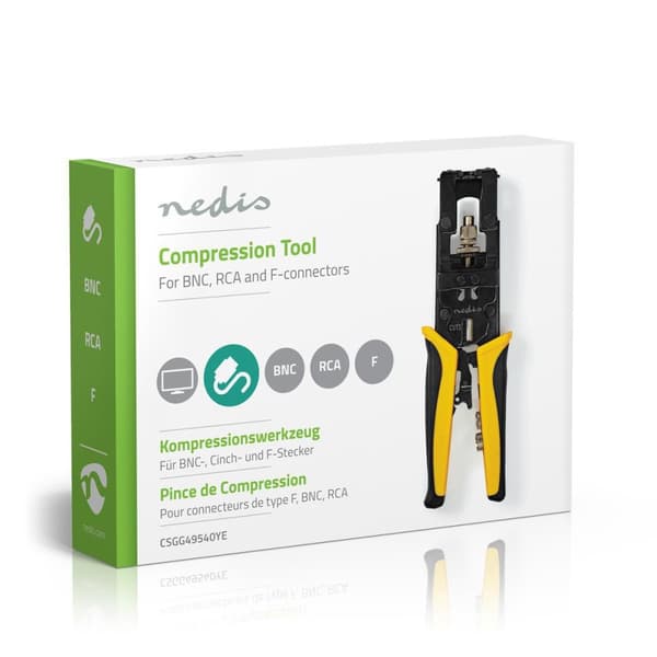 Nedis Antennekabelinstallationsværktøj | Crimp tang | Gul / Sort | ABS / Stål