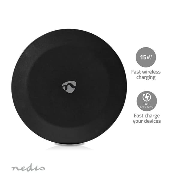 Nedis Trådlös laddning | 5 / 7.5 / 10 / 15 W | 2 A | LED indikatorn används | Kabel ingår | USB Type-A | 1.00 m