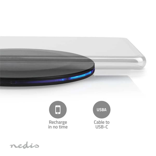 Nedis Trådlös laddning | 5 / 7.5 / 10 / 15 W | 2 A | LED indikatorn används | Kabel ingår | USB Type-A | 1.00 m
