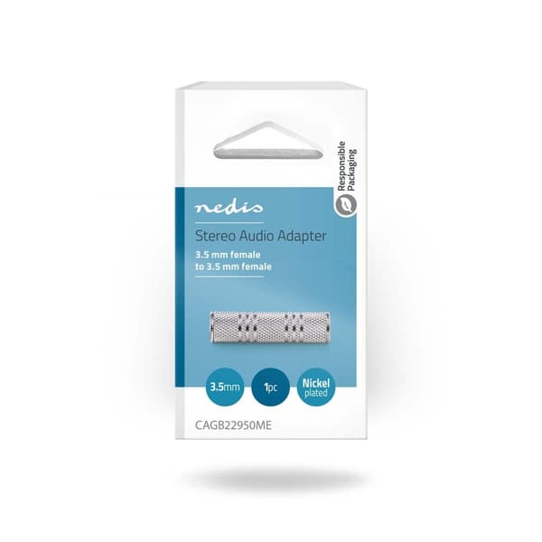 Nedis Stereo Audio Adapter | 3.5 mm Hun | 3.5 mm Hun | Nikkel belagt | Rett | Metall | Sølv | 1 stk. | Boks