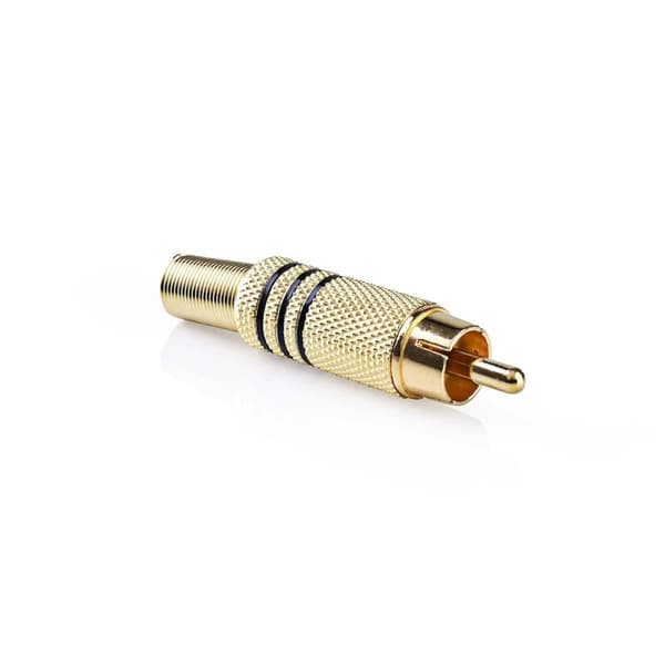 Nedis RCA-stik | Lige | Han | Guldplateret | Lodde | Kabeldiameter: 7.0 mm | Metal | Sort | 10 stk. | Konvolut