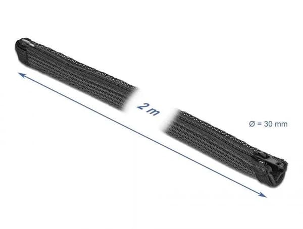 DeLOCK Flettet hylse med glidelås varmebestandig 2 m x 30 mm