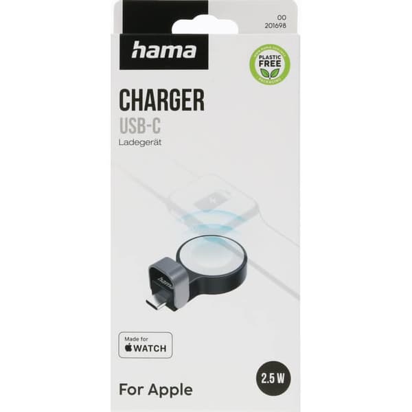 Hama Oplader Trådløs til Apple Watch USB-C Sort