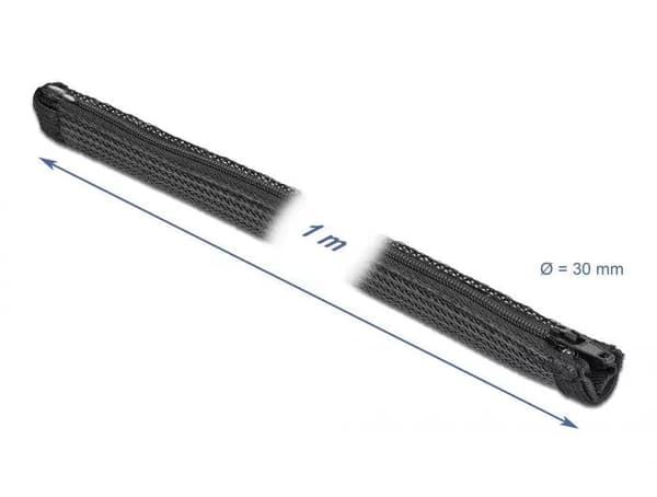 DeLOCK Flettet hylse med glidelås varmebestandig 1 m x 30 mm