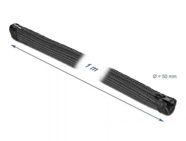 DeLOCK Braided Sleeve with zip fastener heat-resistant 1 m x 50 mm