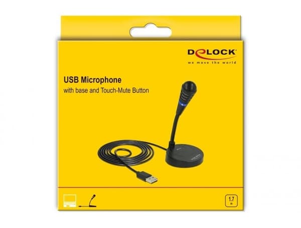 DeLOCK USB Microphone with base and Touch-Mute Button, black