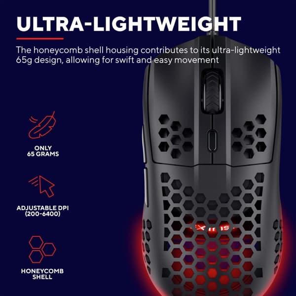 Trust GXT 928 Helox Lättvikts-gamingmus Svart