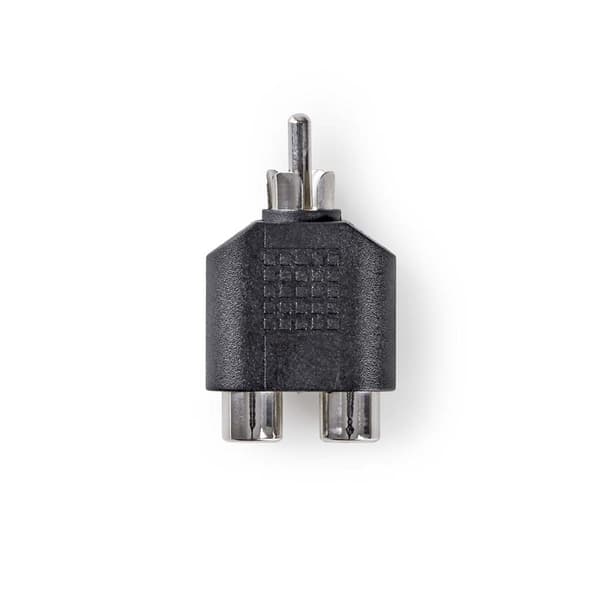 Nedis subwoofer Adapter | RCA Han | 2x RCA Hun | Nikkel belagt | Rett | ABS | Sort | 1 stk. | Boks