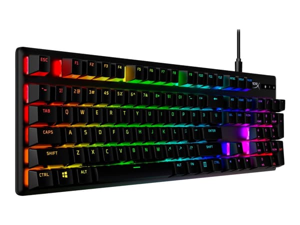 HyperX Alloy Origins - Tastatur - bakgrunnsbelyst - USB - USA - tastsvitsj: HyperX Aqua - svart