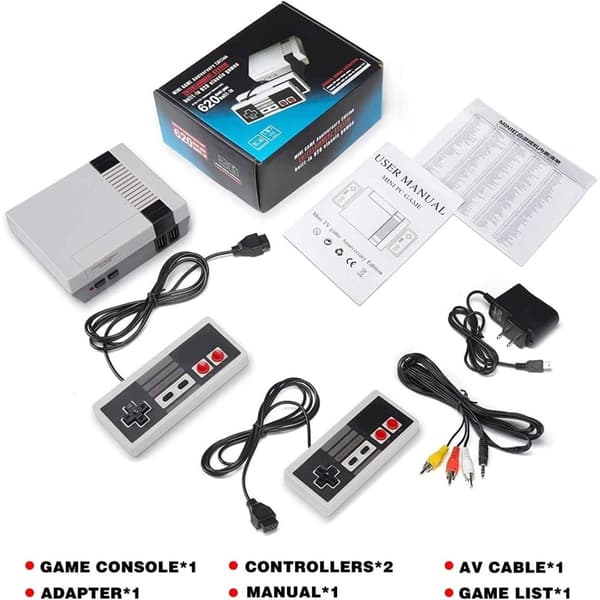 Klassisk Retro Spelkonsol med 620 Inbyggda Spel och AV-utgång