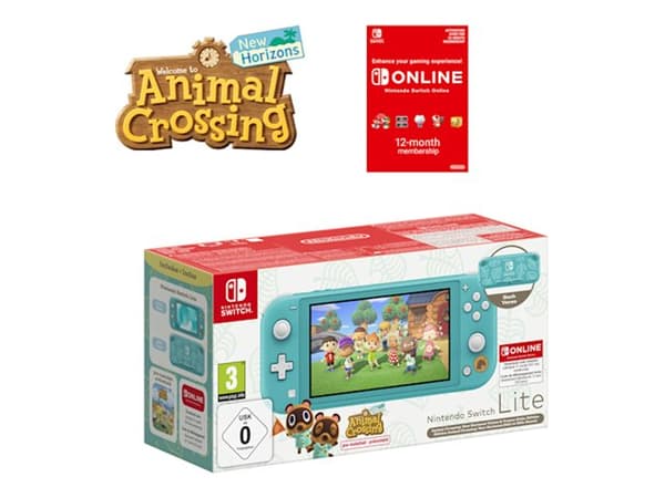 Nintendo Switch Lite - Timmy & Tommy Aloha Edition - spelkonsol till handdator - turkos - Animal Crossing: New Horizons