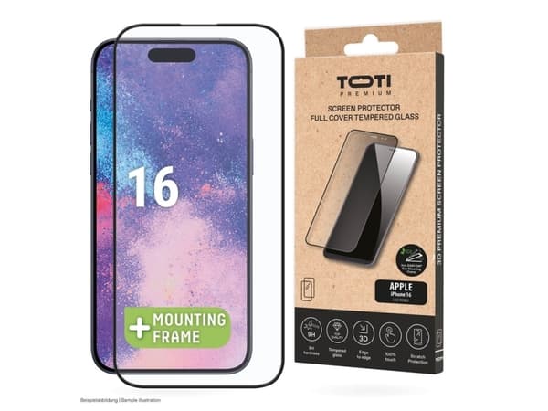 Toti PREMIUM TEMPERED screen protector glass 3D full cover for Apple iPhone 16/15 Pro/15