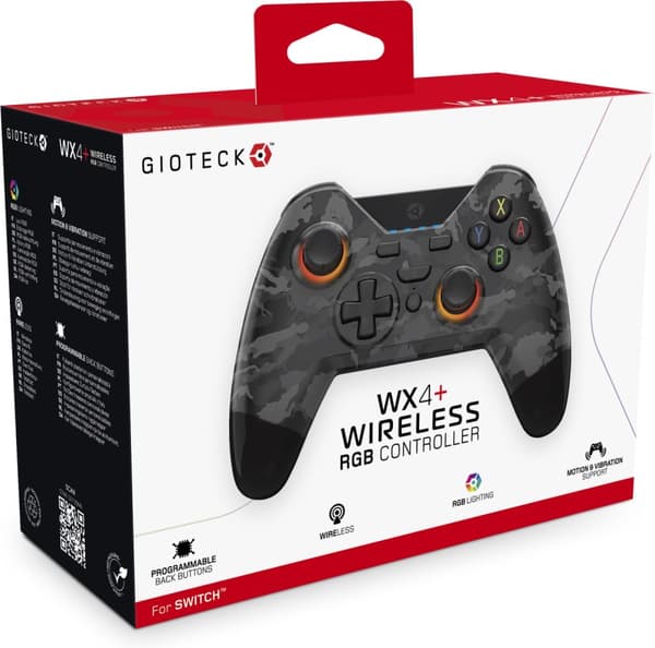 Gioteck WX4+ trådlös handkontroll, svart camo, Switch