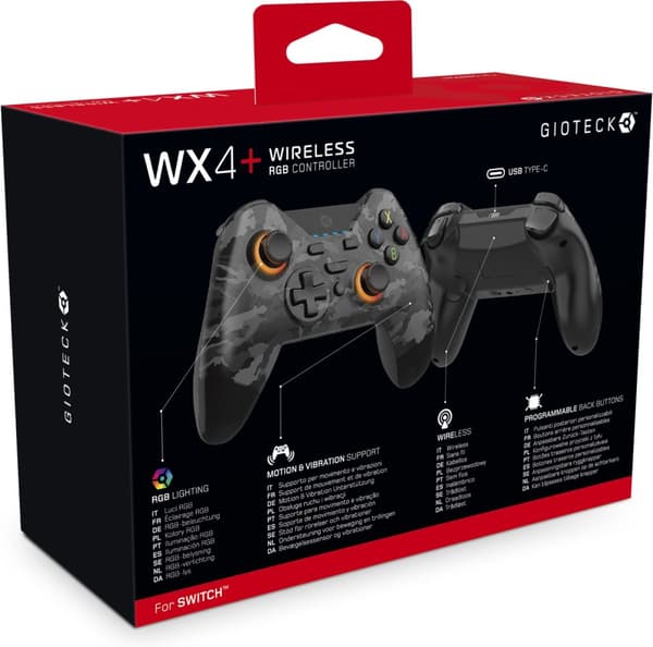 Gioteck WX4+ trådlös handkontroll, svart camo, Switch