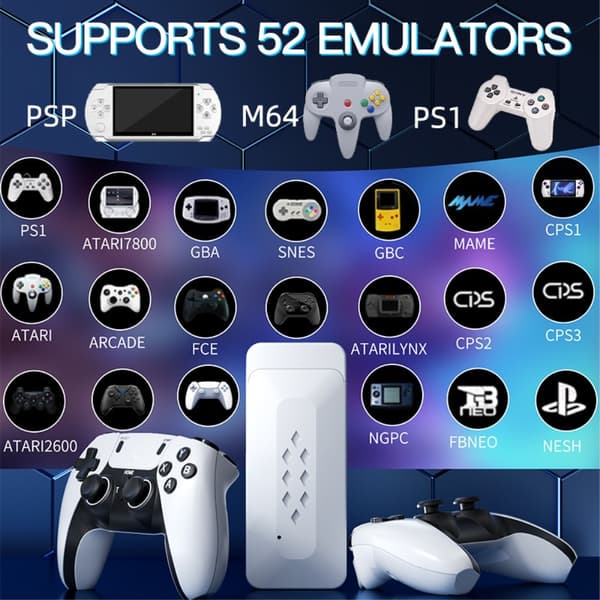Game Stick 4K dubbla 2,4G trådlösa spelkontroller med 128G 30000+ spel för TV
