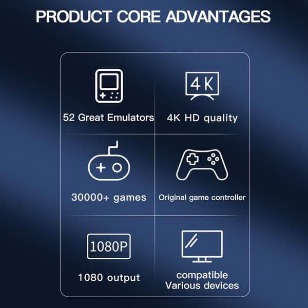 Game Stick 4K dubbla 2,4G trådlösa spelkontroller med 128G 30000+ spel för TV