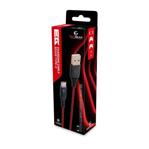 EgoGear Kabel SCH10 Röd/Svart Typ-C 3m Flätad för NSW
