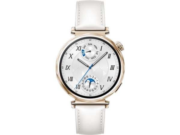 Huawei Watch GT 5 - 41 mm - rustfritt stål - smartklokke med stropp - composite leather - hvit - håndleddstørrelse: 120-190 mm - display 1.32" - NFC,