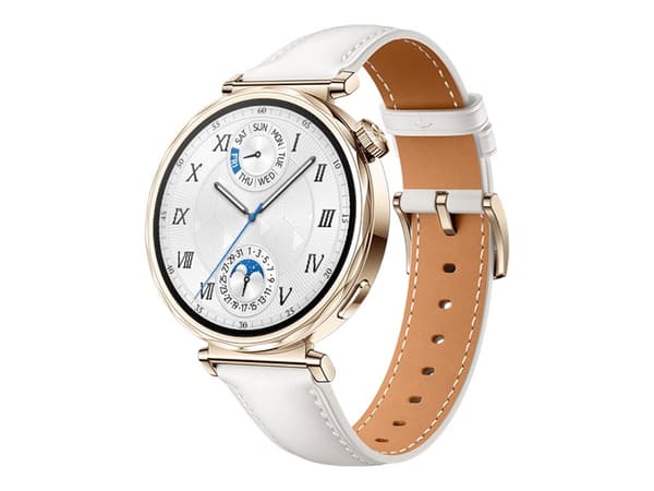 Huawei Watch GT 5 - 41 mm - rustfritt stål - smartklokke med stropp - composite leather - hvit - håndleddstørrelse: 120-190 mm - display 1.32" - NFC,