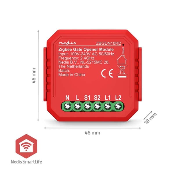 Nedis SmartLife Afbryder | Zigbee 3.0 | 2.5 W | Terminalforbindelse | App tilgængelig til: Android™ / IOS