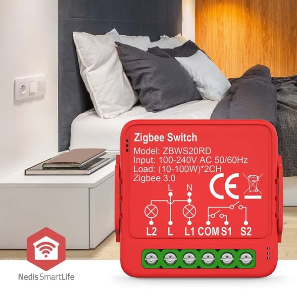 Nedis SmartLife Afbryder | Zigbee 3.0 | 2x100 W | Terminalforbindelse | App tilgængelig til: Android™ / IOS