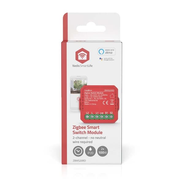 Nedis SmartLife Afbryder | Zigbee 3.0 | 2x100 W | Terminalforbindelse | App tilgængelig til: Android™ / IOS