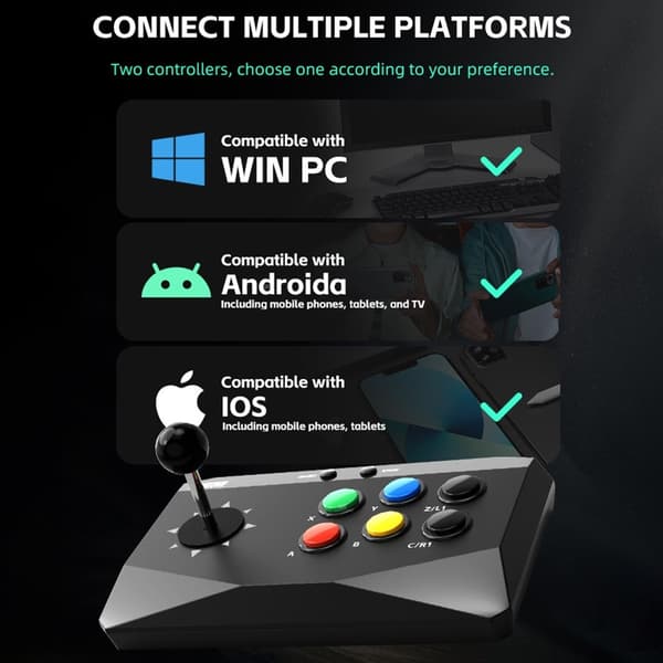 DATA FROG Retro Arcade-spilkonsol med 2 joystick-spil-gamepad