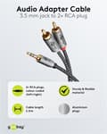 Miniatyrbild 3 av 8: Goobay Ljudadapterkabel AUX, 3,5 mm jack till stereo RCA-kontakt, 2 m Pawl 3,5 mm plugg (3-stift, Stereo) > 2x RCA-kontakt (ljud vänster / höger)