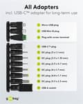 Miniatyrbilde 5 av 8: Goobay Universell strømforsyning 3 V - 12 V, maks. 3,6 W inkl. 11 adaptere: 7 DC-adaptere pluss USB-C™, USB-A, USB Mini-B, Micro-USB og rekkeklemme