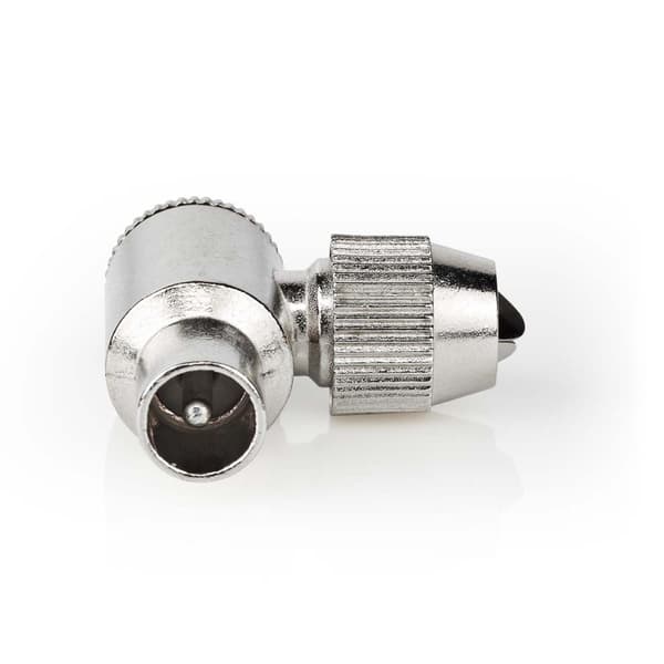 Nedis IEC (Coax) Stik | Vinkel 90° | Han | Nikkelplateret | 75 Ohm | Skru | Kabeldiameter: 7.0 mm | Metal | Sølv | 2 stk. | Box