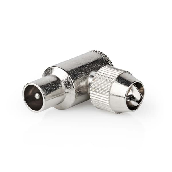 Nedis IEC (Coax) Stik | Vinkel 90° | Han | Nikkelplateret | 75 Ohm | Skru | Kabeldiameter: 7.0 mm | Metal | Sølv | 2 stk. | Box