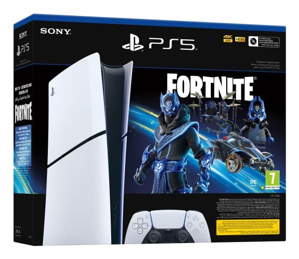 Sony PlayStation 5 Slim Fortnite bundle, PlayStation 5, Black, White, 16384 MB, GDDR6, 448 GB/s, AMD