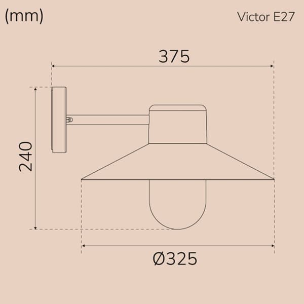 Llitt Victor Veggarmatur E27 sokkel IP44 Antracitt