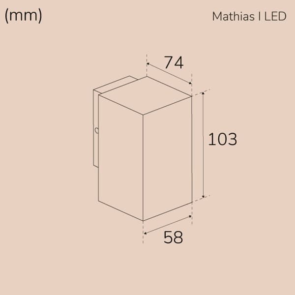 Llitt Mathias I Seinä-LED IP65 3000K 3W 290lm Antrasiitti