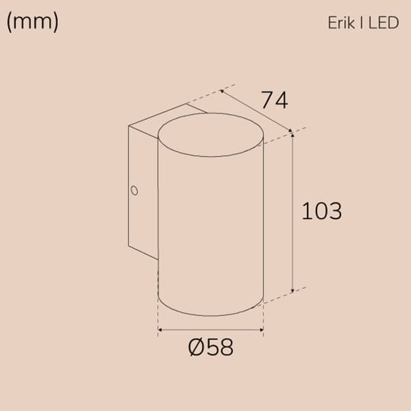 Llitt Erik I Vegg-LED IP65 3000K 2W 293lm Hvit