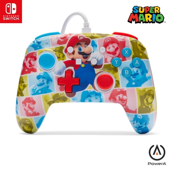 PowerA Forbedret kablet controller - Mario Hero Reel (Nintendo Switch)