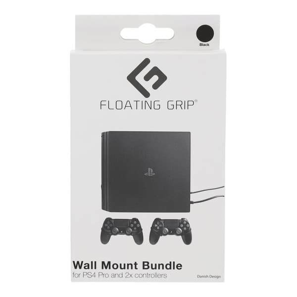 FLOATING GRIP Playstation 4 Pro ja ohjaimen seinäkiinnike - paketti (musta)