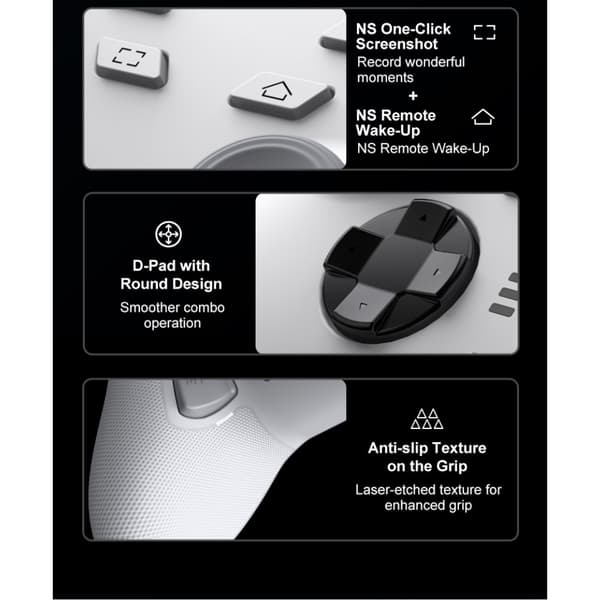 Bluetooth trådløs spilcontroller med modtager Kompatibel med Steam PC Android iOS Nintendo Switch - Hvid