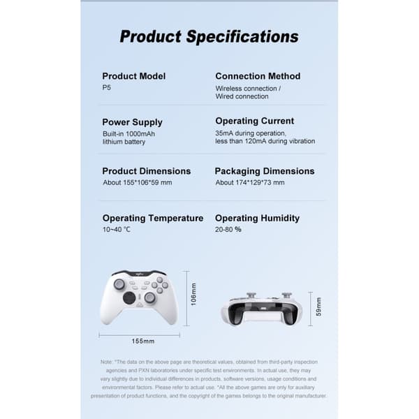 Bluetooth trådløs spilcontroller med modtager Kompatibel med Steam PC Android iOS Nintendo Switch - Hvid