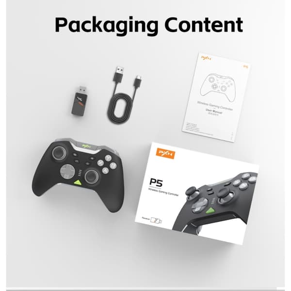 Bluetooth trådlös spelkontroll med mottagare Kompatibel med Steam PC Android iOS Nintendo Switch - Svart