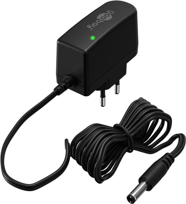 Goobay 12 V nätdel (7,2 W / 0,6 A) med centrumstift (han) 5,5 mm x 2,5 mm