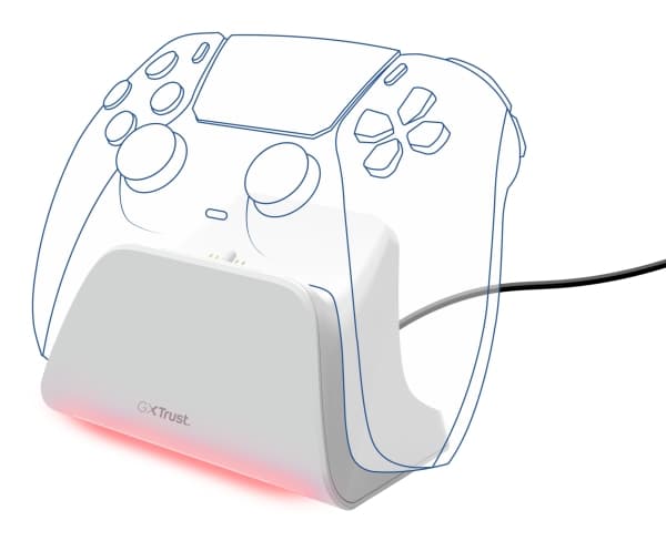 Trust GXT 255W, PlayStation 5, Charging stand, White, ABS, 1 m, USB Type-A to USB Type-C
