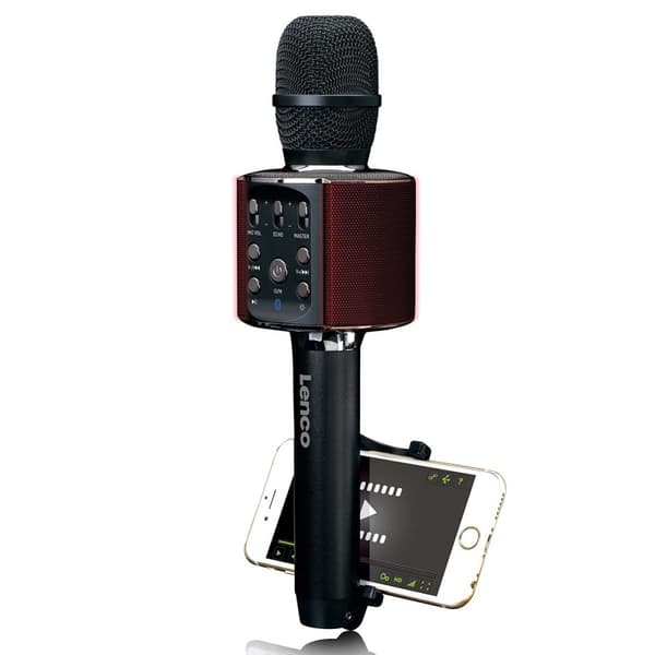 Lenco Bluetooth® karaokemikrofoni kaiuttimella ja valaistuksella Musta