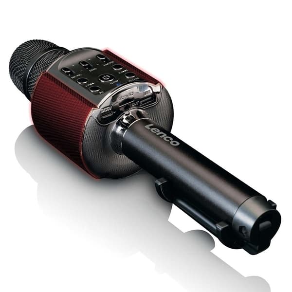 Lenco Bluetooth® karaokemikrofoni kaiuttimella ja valaistuksella Musta