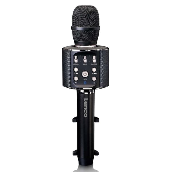 Lenco Bluetooth® karaokemikrofoni kaiuttimella ja valaistuksella Musta