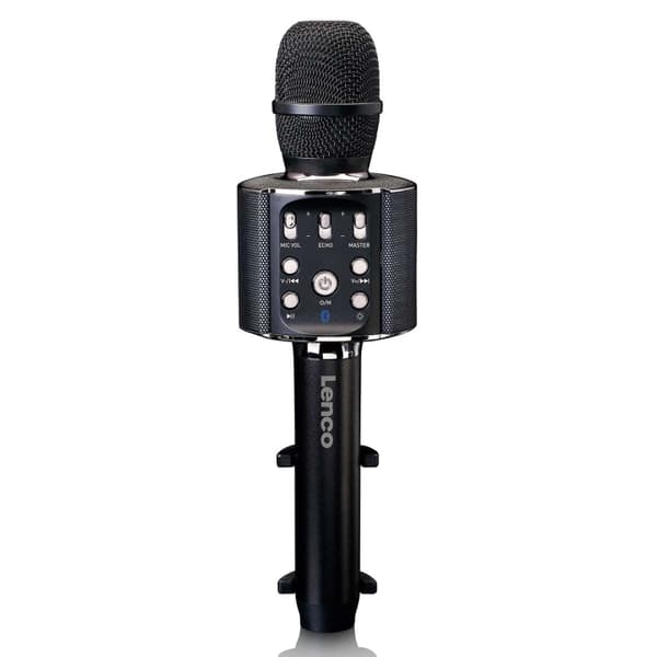 Lenco Bluetooth® karaokemikrofoni kaiuttimella ja valaistuksella Musta