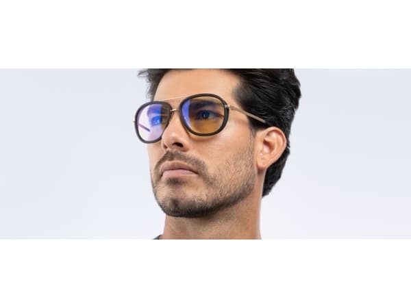 Gunnar Optiks DME-02701, Unisex, Rund, Klassisk, Sort, Gull, Rustfritt stål, Rav